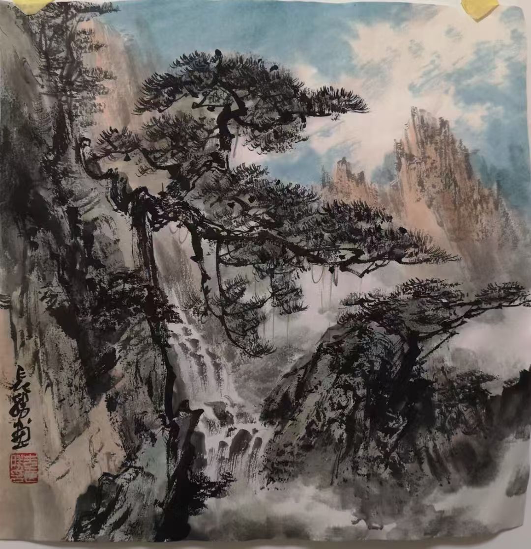 An Apple a Day painting Dubai – traditional Chinese style landscape art UAE