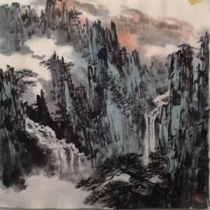 Jagged cloud peaks painting Dubai – mountain landscape art UAE