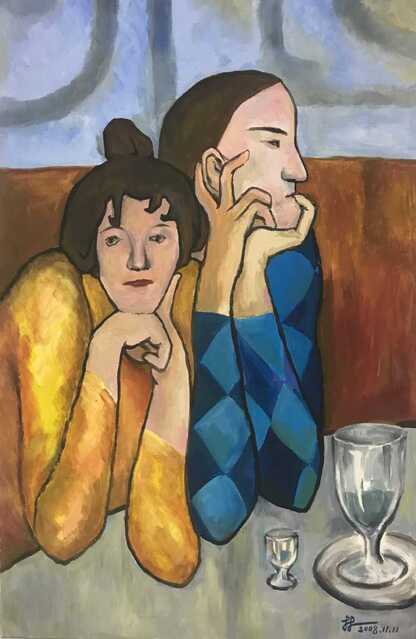 Modern women portrait painting Dubai – abstract figurative wall art UAE"`