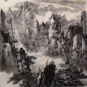 Traditional mountain landscape painting Dubai – nature inspired wall art UAE