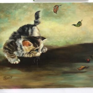 Playful kitten painting Dubai – cute cat artwork for home décor UAE