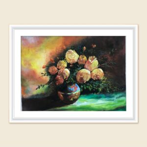 Petals in twilight painting Dubai – floral vase wall art UAE