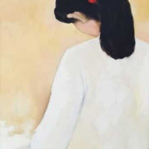 Girl in white painting Dubai – minimalist portrait wall art UAE