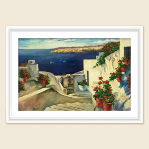 Aegean escape painting Dubai – coastal landscape wall art UAE