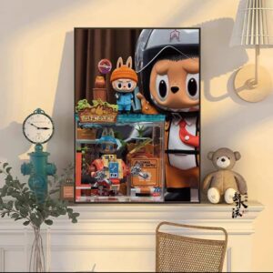 Cute toy character portrait painting Dubai – modern kids room wall art UAE