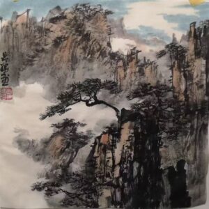 Traditional landscape painting Dubai – mountain scenery wall art UAE