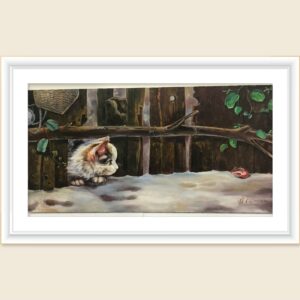 Cuddle kitten painting in Dubai – cute cat wall art for home décor